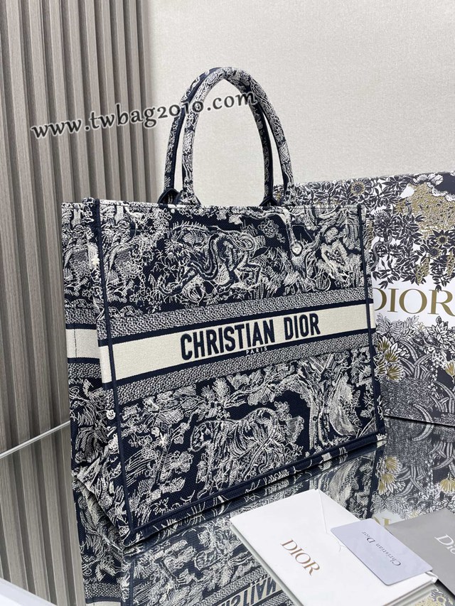 Dior专柜新款TOTE包迪奥高仿原单新蓝虎大号购物袋手提托特包 djfk1375
